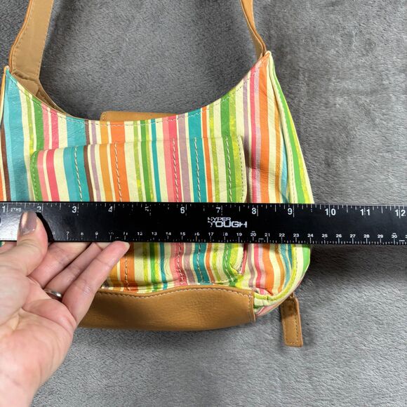 Fossil Genuine Leather Striped Purse Handbag Shoulder Bag Organizer Zip Baguette - Picture 9 of 10